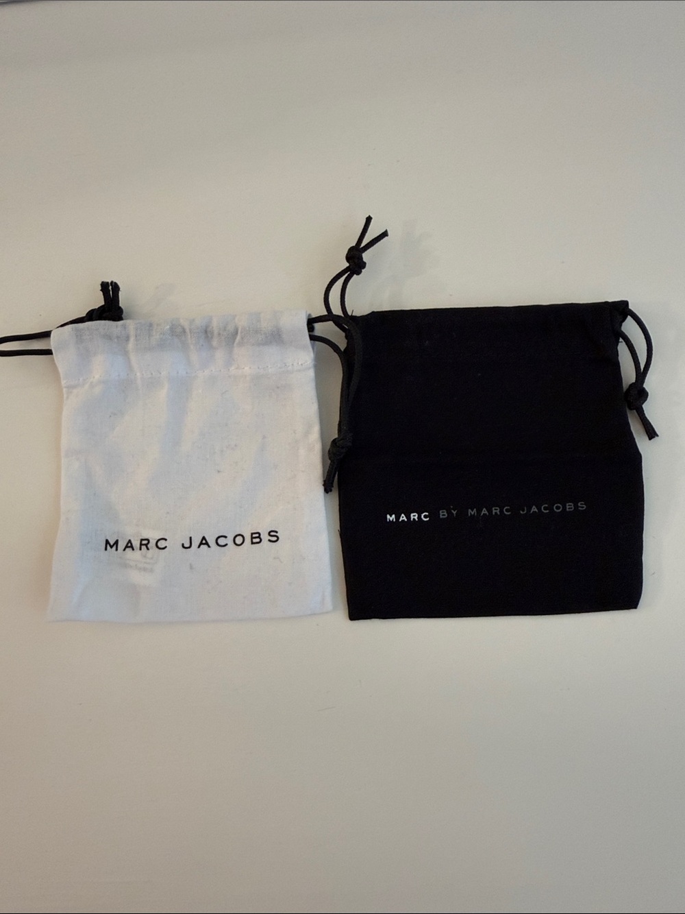 Marc Jacobs Small Drawstring Jewelry Pouches in Black and White